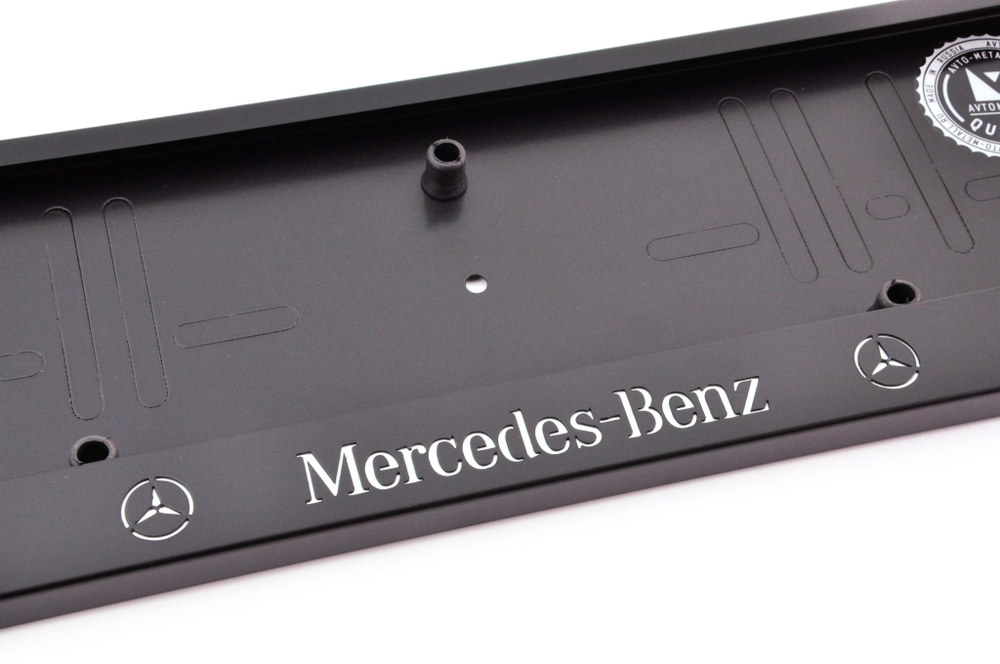 Рамка номерного знака с надписью Mercedes-Benz из металла черная / Рамка для автомобиля / рамка гос номера #1
