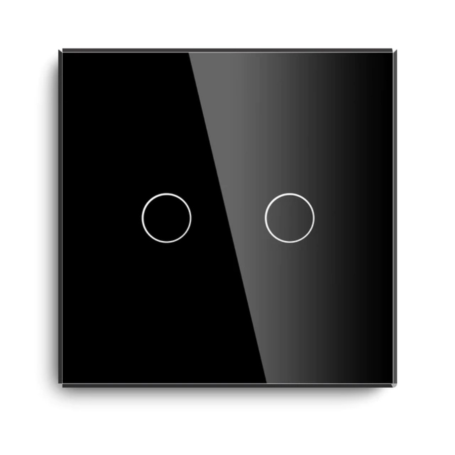 Умный сенсорный выключатель DiXiS Wi-Fi Touch Wall Light Switch (Tuya) 2 Gang / 1 Way (86x86) Black (TSW2-T) #1