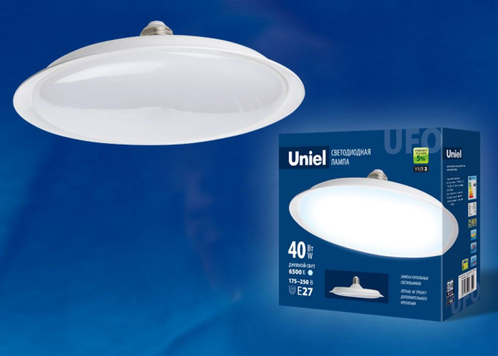 Лампочка светодиодная UFO Е27 40 Вт белый свет 6500K матовая TM Uniel  #1