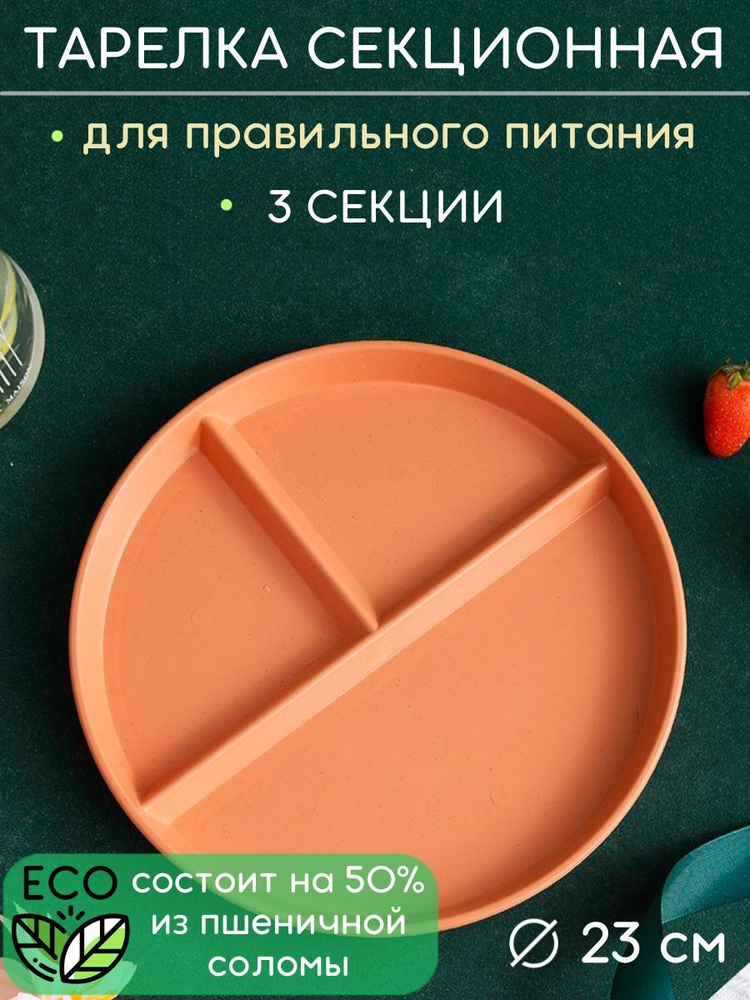 Секционная тарелка для еды, менажница из пшеничной соломы и пищевого полипропилена  #1