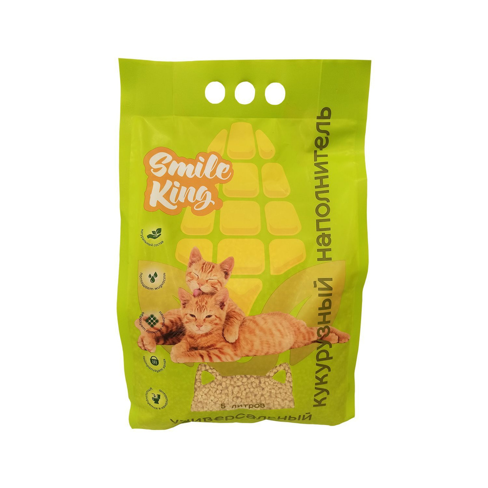 Наполнитель кукурузный универсальный Smile King 3 кг (5 литров) (коты, грызуны)  #1
