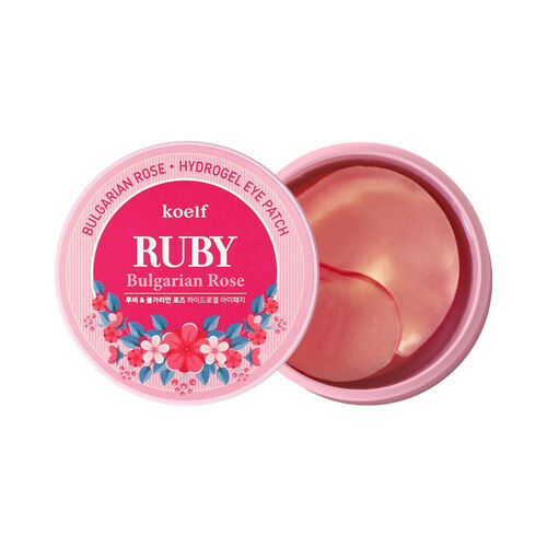 Koelf Патчи гидрогелевые с рубиновым порошком и розы - Ruby bulgarian rose eye patch, 60шт  #1
