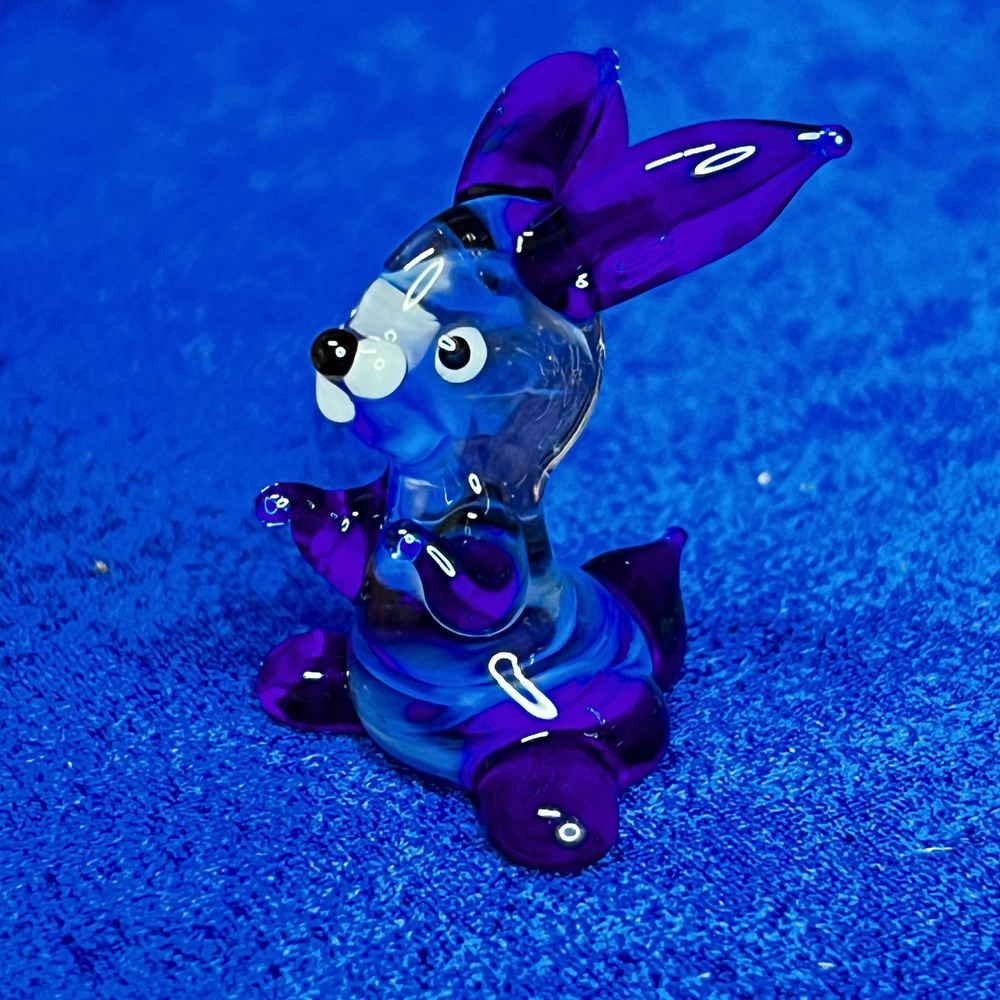 Фигурка стеклянная "Кролик" с Фиолетовыми ушами #1
