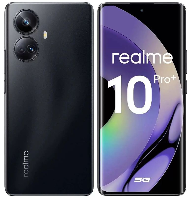 realme Смартфон 6,7" 10 Pro+ 5G 256 ГБ (6054890) черный 12/256 ГБ, черный #1
