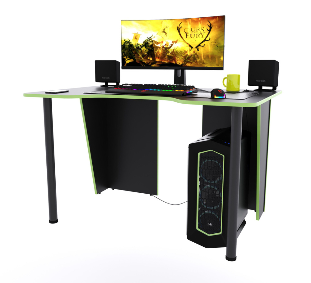Компьютерный стол "Лакер" 100 см - чёрный + зеленый #1