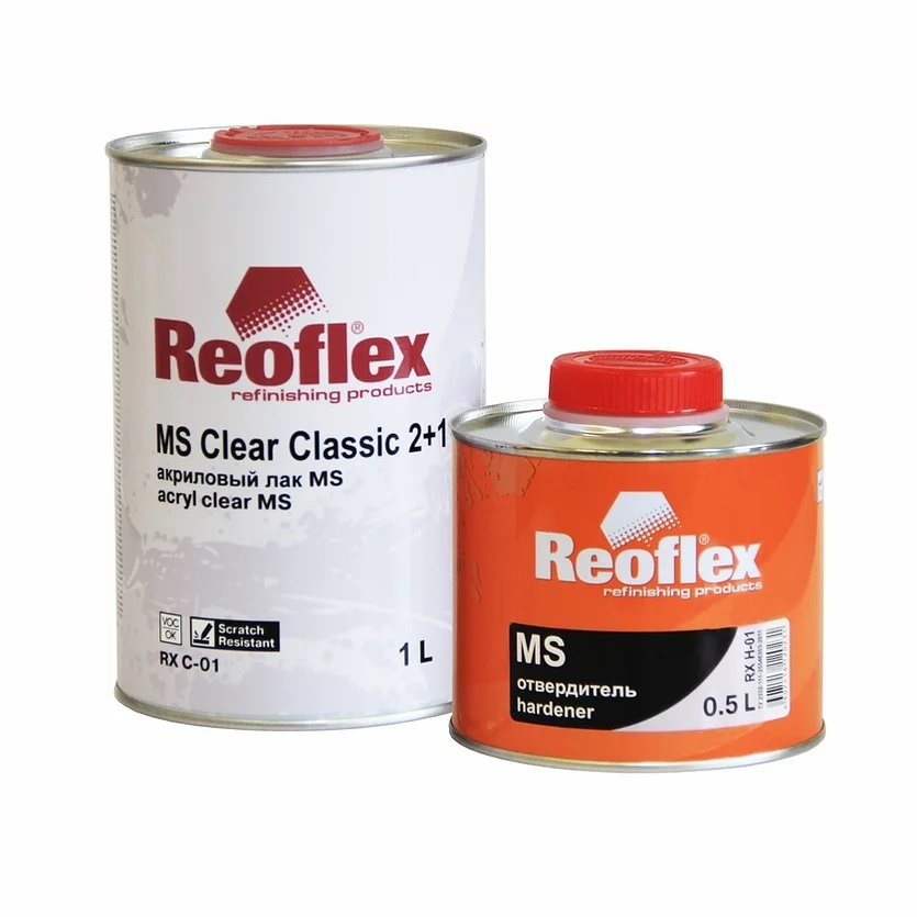 REOFLEX Акриловый лак MS Clear Classic 2+1 RX C-01 (1 л) + отвердитель (0.5 л)  #1