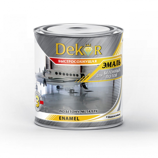 Эмаль для бетонных полов Dekor алкидно-уретановая серая 2,6 кг  #1