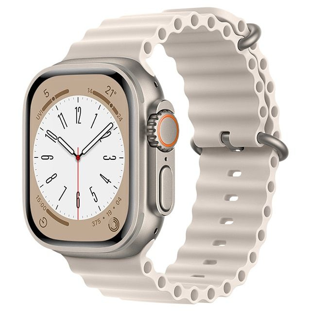 Спортивный силиконовый ремешок "Ocean Band" для Apple Watch Series 1-8 - 38/40/41 мм (эпл вотч), белый #1