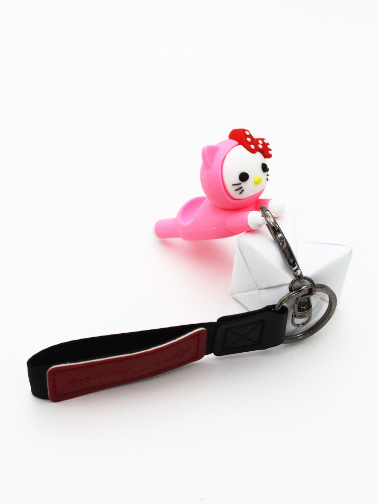 Кошечка с бантиком / Брелок / Подставка под телефон / Светло-розовый  #1