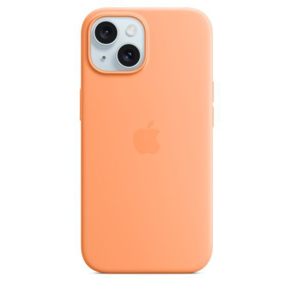 Силиконовый чехол MagSafe для iPhone 15, Silicone Case with MagSafe / оранжевый (Orange Sorbet)  #1