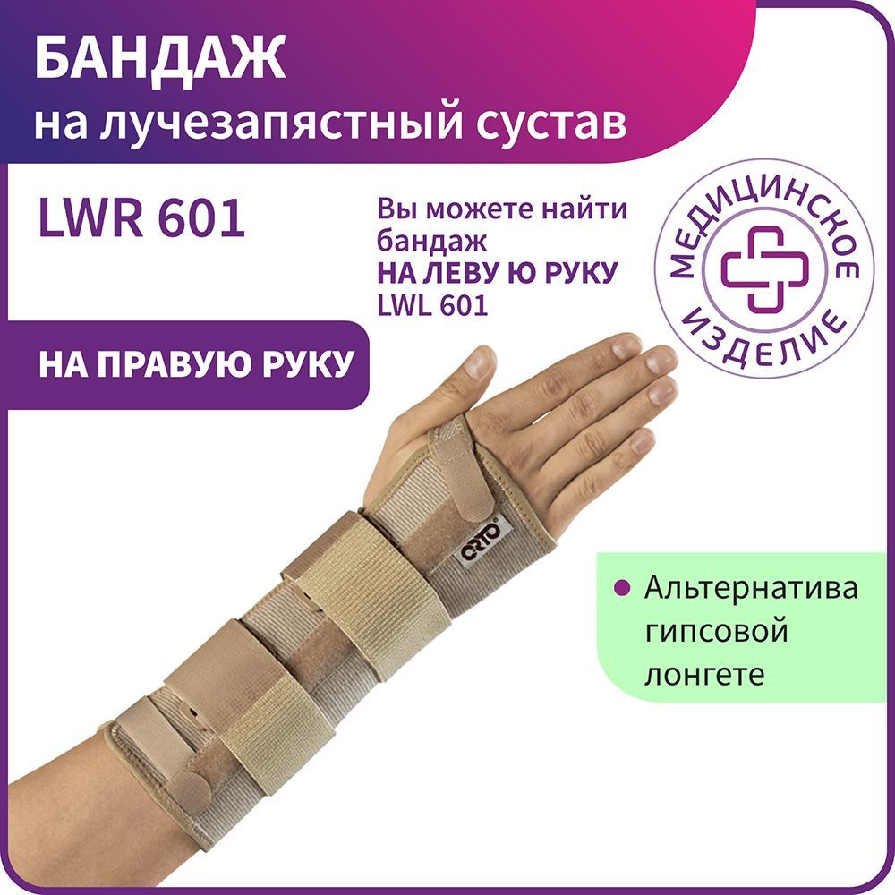 Бандаж ортопедический на лучезапястный сустав на правую руку LWR 601. Уцененный товар  #1