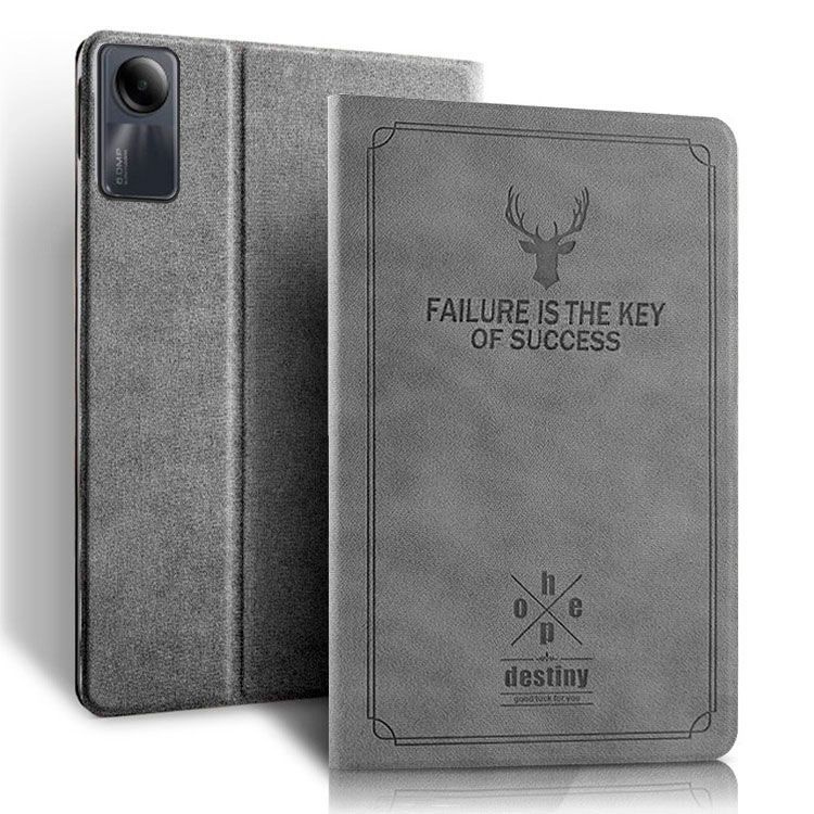 Чехол для планшета Redmi Pad SE (11 дюймов), кожаный с тиснением, винтажный стиль (серый)  #1