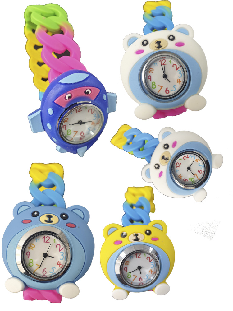 Часы наручные детские, Четыре Медвежонка и Самолетик, 5 штук в наборе  #1