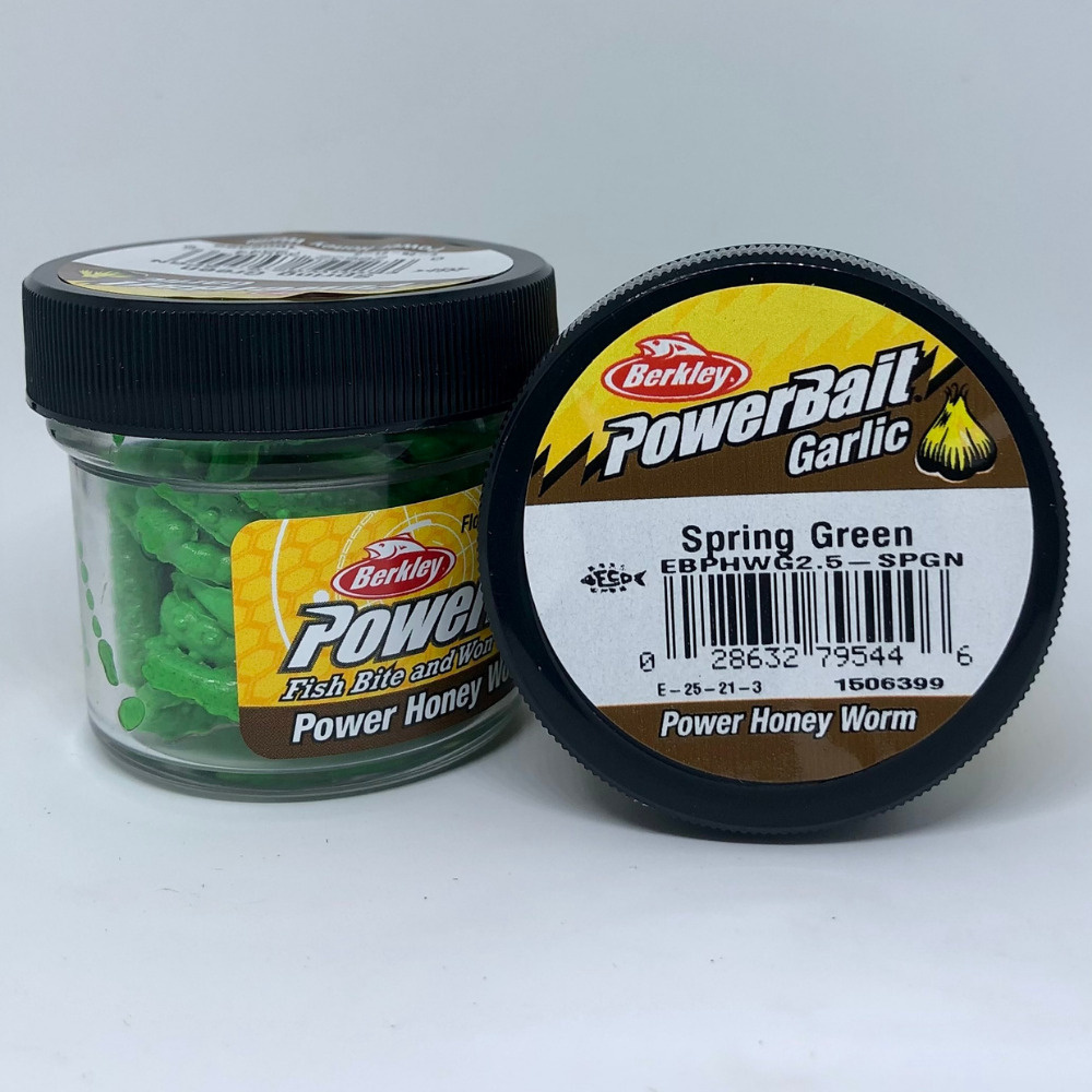 Форелевая приманка опарыш крупный Berkley чесночный POWER HONEY WORM 2.5CM GAR Spring Green  #1