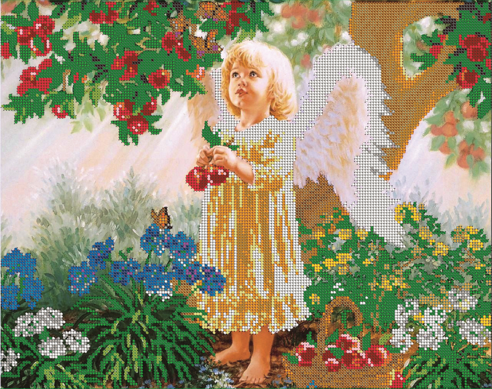 Схема для вышивания бисером Светлица (без бисера), картина "Ангелочек" 38*30 см  #1