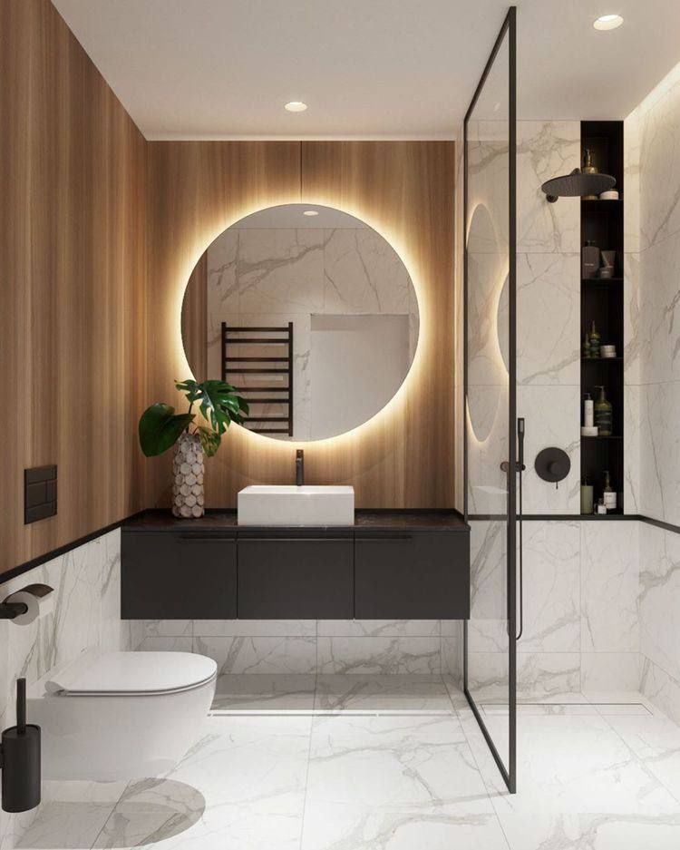 Зеркало круглое D140 для ванной с тёплой LED-подсветкой без кнопки от выключателя  #1