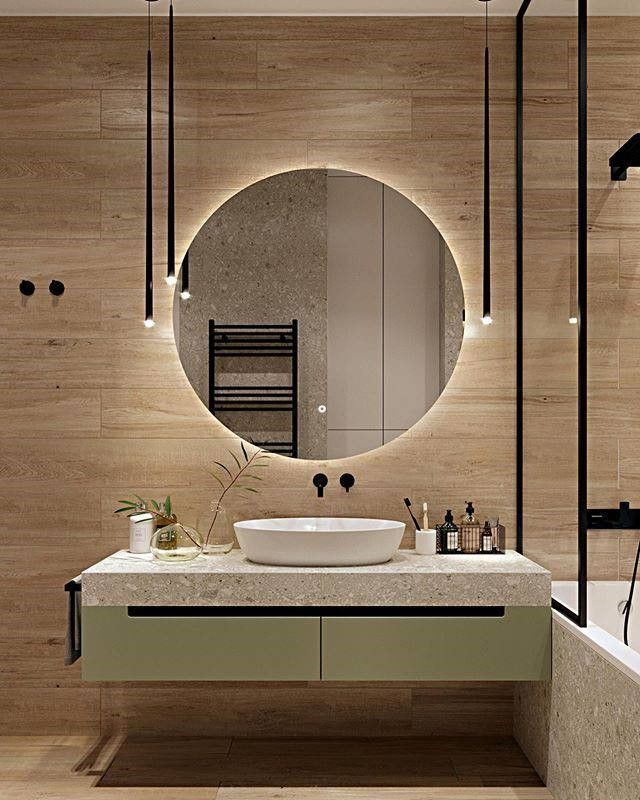 Зеркало круглое D80 для ванной с тёплой LED-подсветкой #1