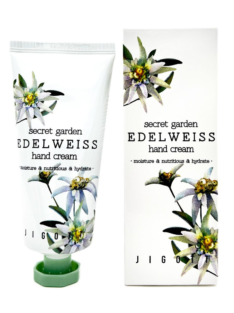 Jigott Крем для рук корейский увлажняющий с экстрактом Эдельвейса Secret Garden Edelweiss Hand Cream, #1