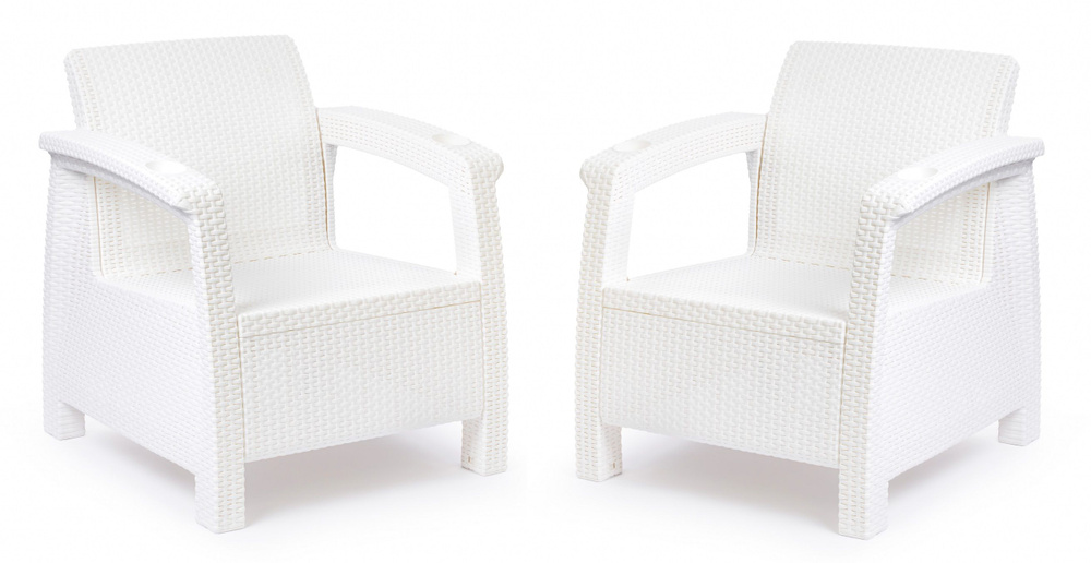 Кресло садовое "Ротанг", 2 кресла в комплекте, Альтернатива, цвет: белый, М8417  #1