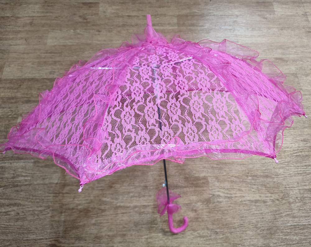 Зонт кружевной, малиновый, 75 см #1