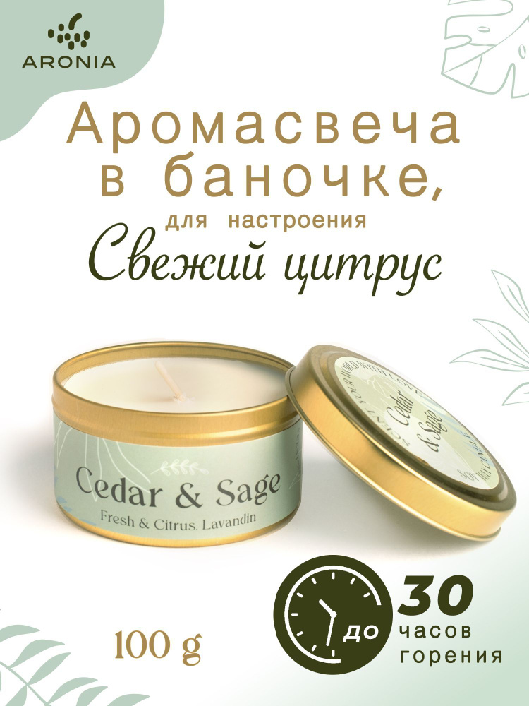 ARONIA Свеча ароматическая "Свежий Цитрус", 4 см х 7 см, 1 шт #1