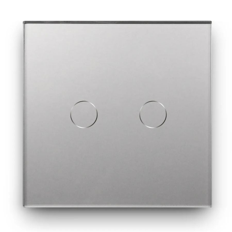 Умный сенсорный выключатель DiXiS Wi-Fi Touch Wall Light Switch (Zigbee) 2 Gang / 1 Way (86x86) Grey #1