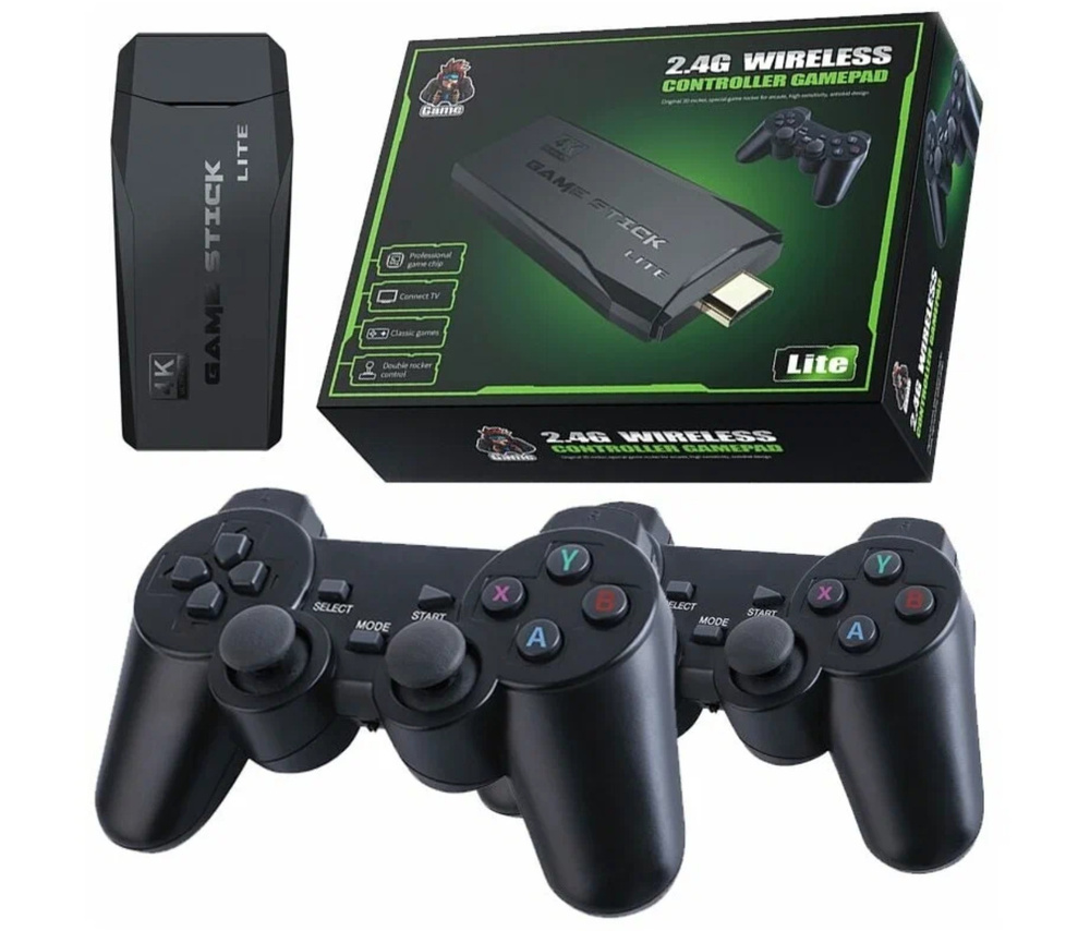 Портативная игровая консоль 2.4G Wireless Controllers Gamepad 64ГБ  приставка M8 4K HD 2,4G 10000 игр 64 ГБ Ретро мини-классические геймпады  Семейный ...