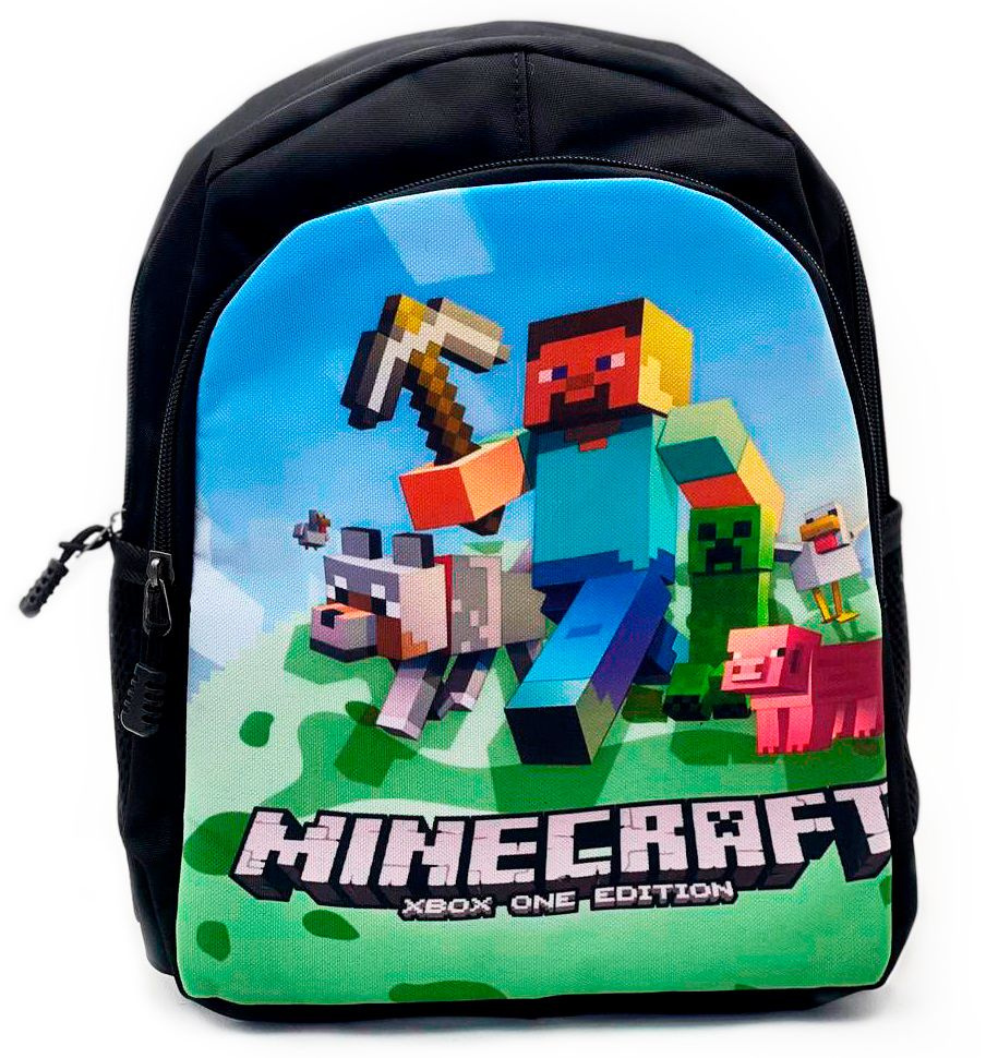 Рюкзак детский Майнкрафт Стив, цвет - чёрный / Дошкольный рюкзачок для мальчика и для девочки Minecraft #1