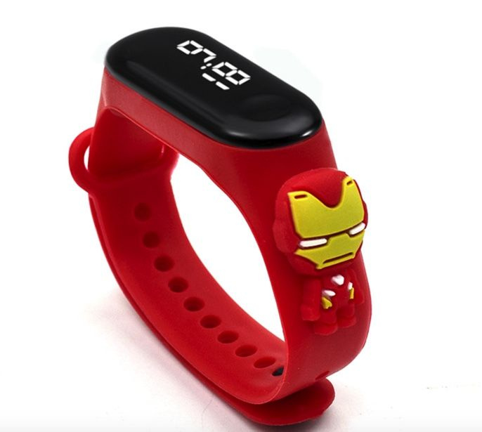 Часы детские электронные, детские красные Железный человек  #1