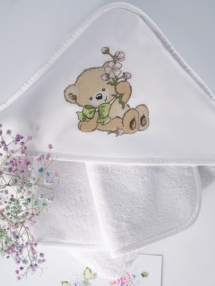 Набор для купания "Honey Girl", 120х120 см. для новорожденных с капюшоном от Claire Batiste Atelier. #1