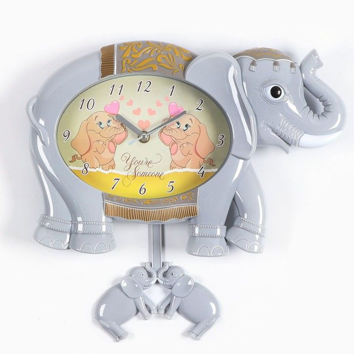 Детские настенные часы "Слон", дискретный ход, маятник, 24.5 х 36 х 5.5 см  #1