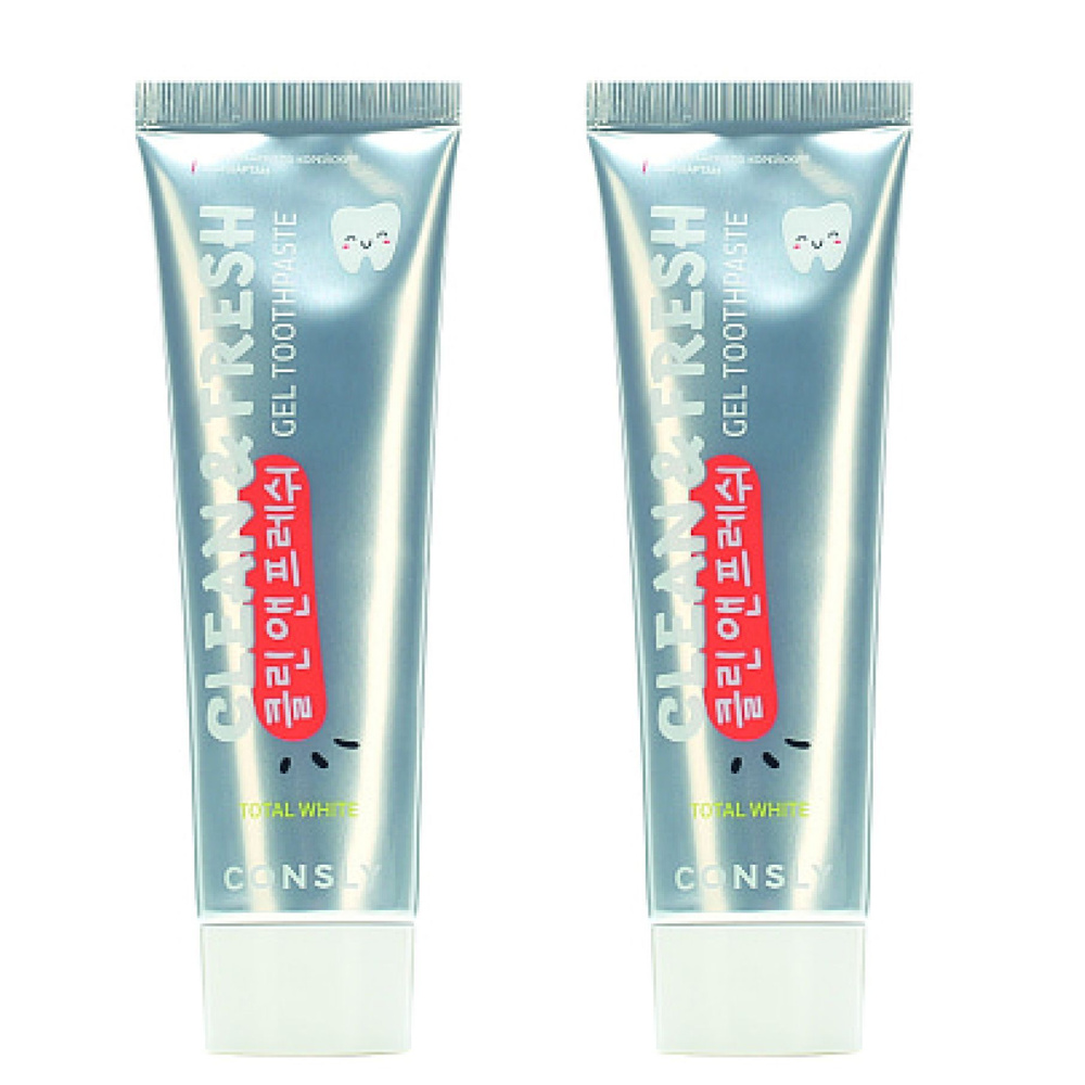 Consly Корейская зубная паста гелевая отбеливающая с фтором Total White, 2 шт. по 105г  #1
