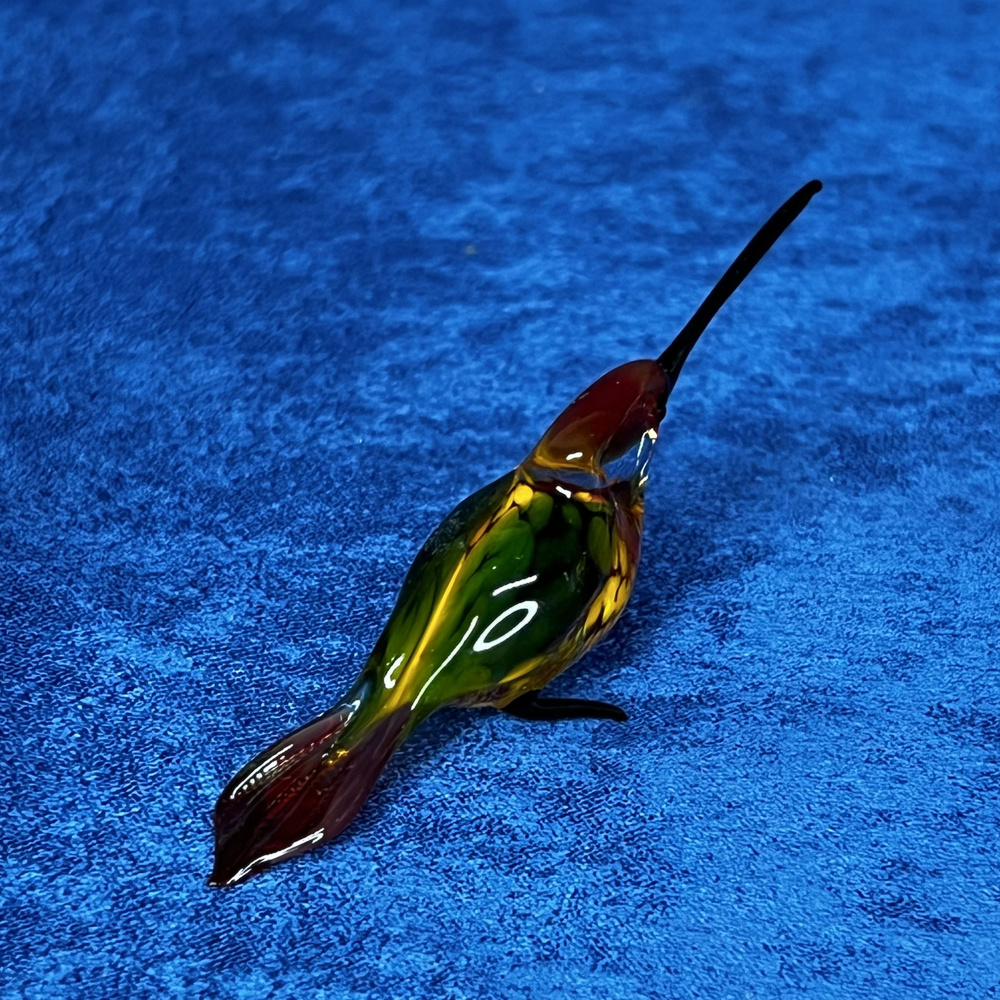Фигурка стеклянная "Колибри" Зелено-желтая #1