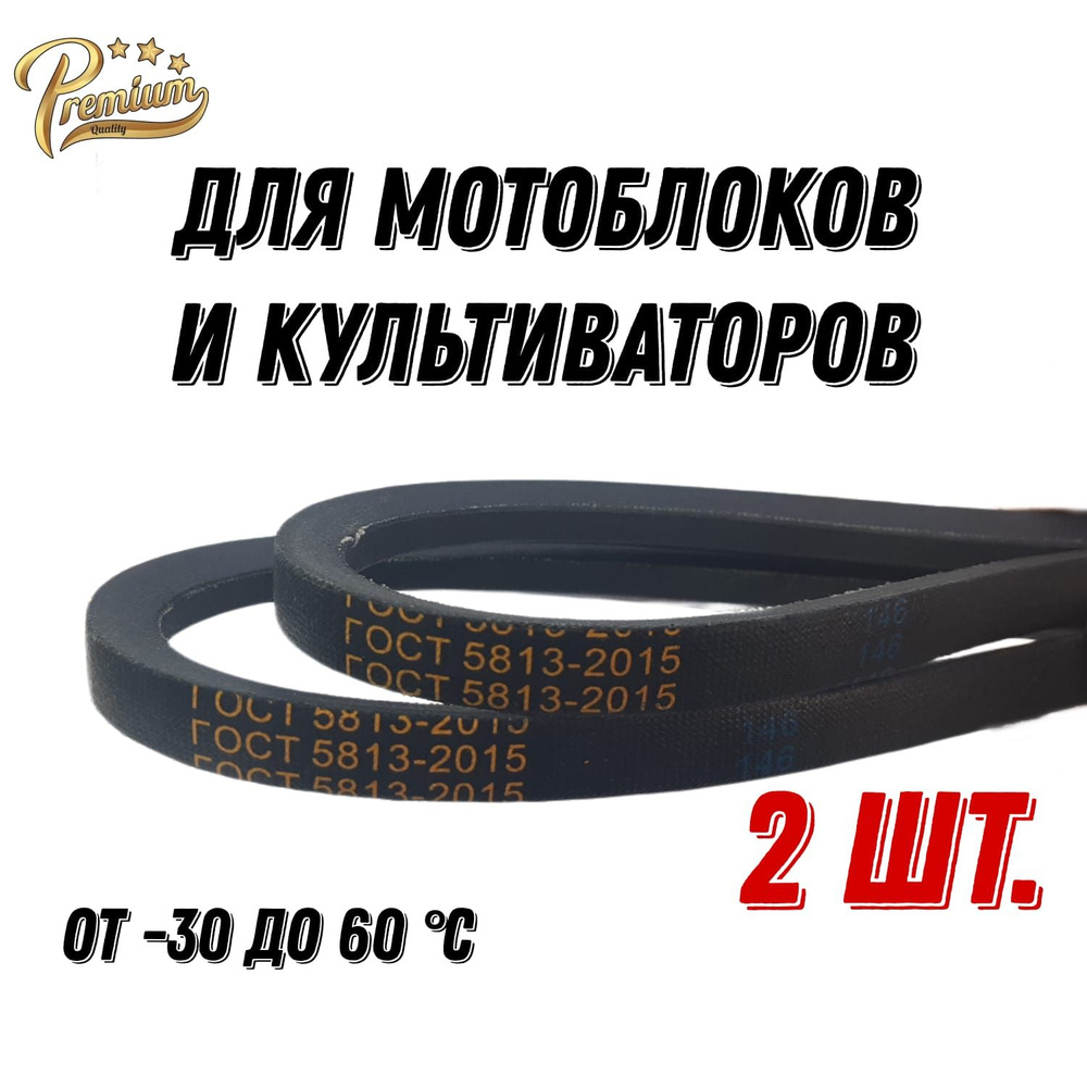 Комплект 2 шт. Ремень клиновой A-710 для мотоблоков и культиваторов Крот, Сибиряк  #1