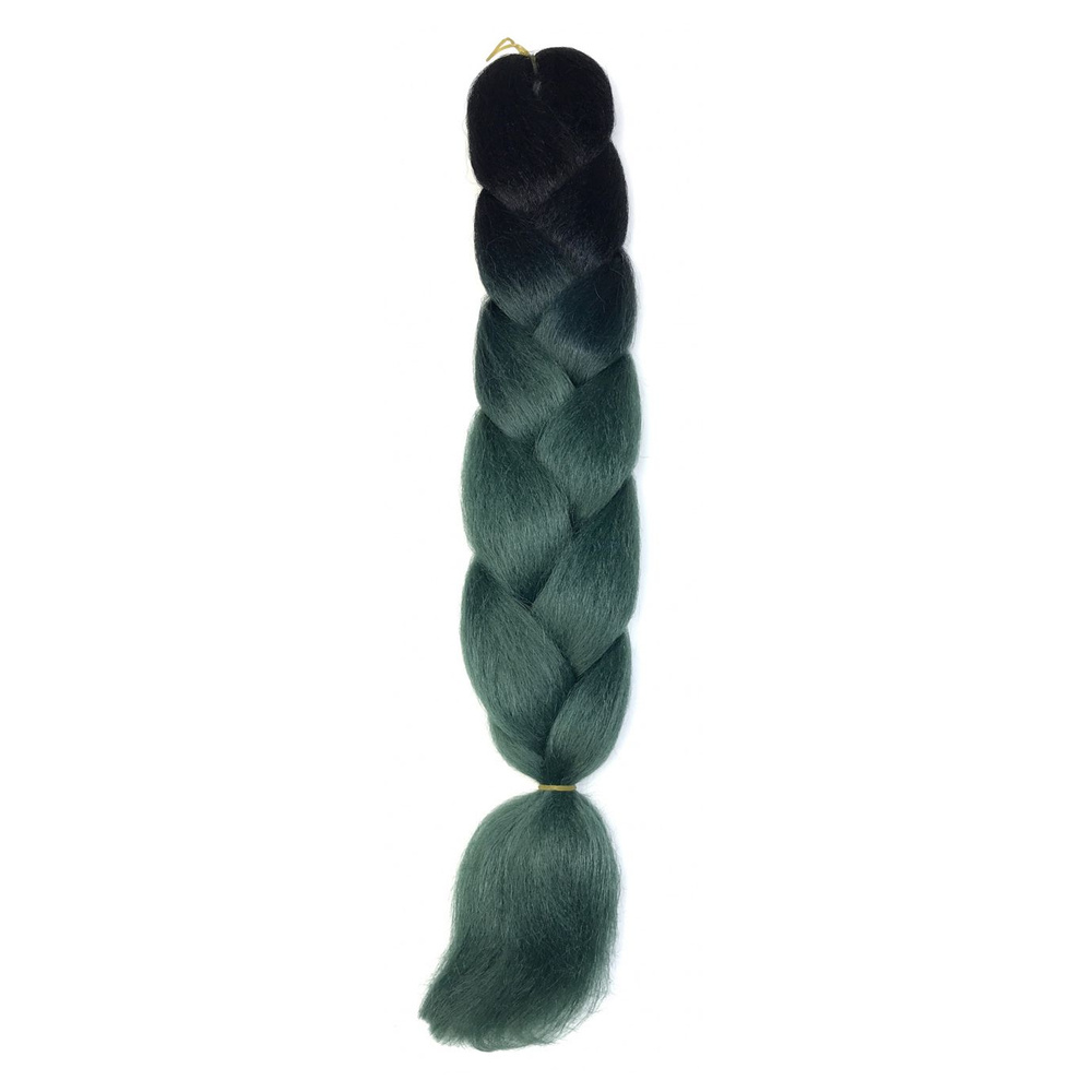 Канекалон-коса двухцветная, черно-зеленая B18, 60 см, 100 гр, 1 шт  #1