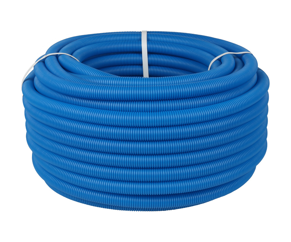 Труба STOUT гофрированная ПНД, цвет синий, наружным диаметром 35 мм для труб диаметром 25 мм бухта 050м #1