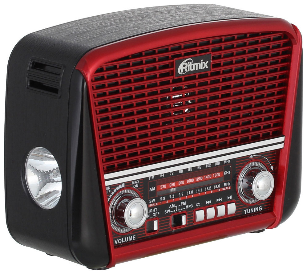 Радиоприемник портативный трехдиапазонный RITMIX RPR-050 Red, ретро-стиль, AM/FM/SW, встроенный светодиодный #1