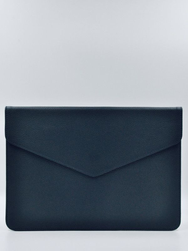 Чехол - конверт для MacBook Air M2 Pro 14" Air 13" DOST leather co. из экокожи, Темно-синий, папка на #1