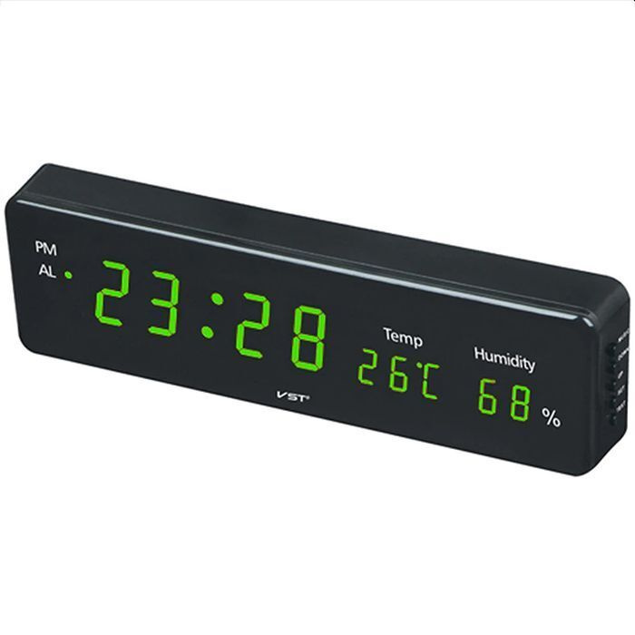 VST 805S Часы настольные электронные с будильником и термометром, зеленая подсветка  #1