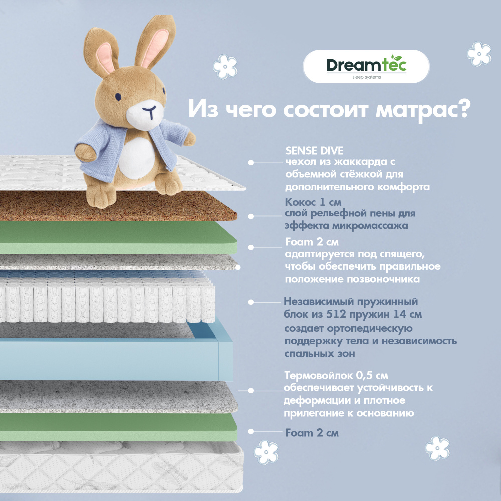 Dreamtec Матрас Spring Hypnos, Независимые пружины, 80х160 см #1