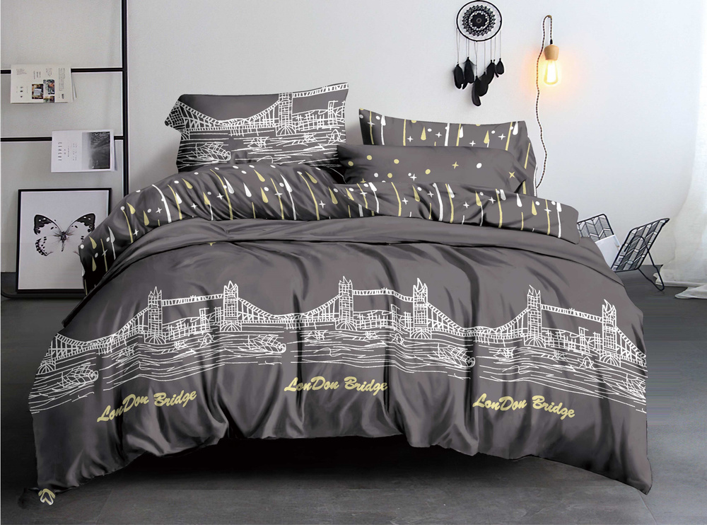 Золотая линия Комплект постельного белья, Полисатин, 2-x спальный с простыней Евро, наволочки 70x70  #1