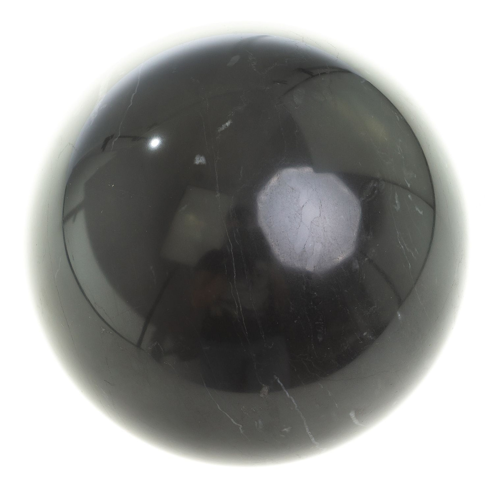 Шар из черного мрамора 11,5 см / шар декоративный / шар для медитаций / каменный шарик / сувенир из камня #1