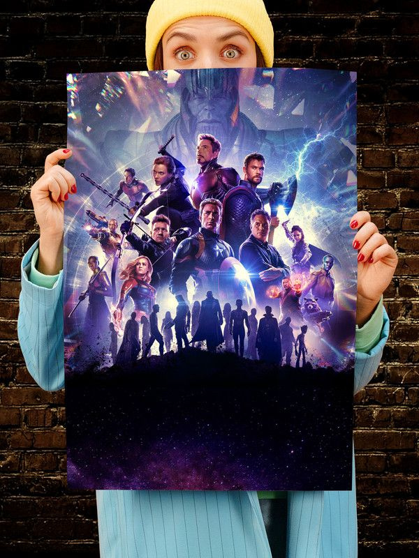 Постер интерьерный Команда мстителей, 70х46 см. Матовый яркий. The Avengers Все вместе Железный человек #1