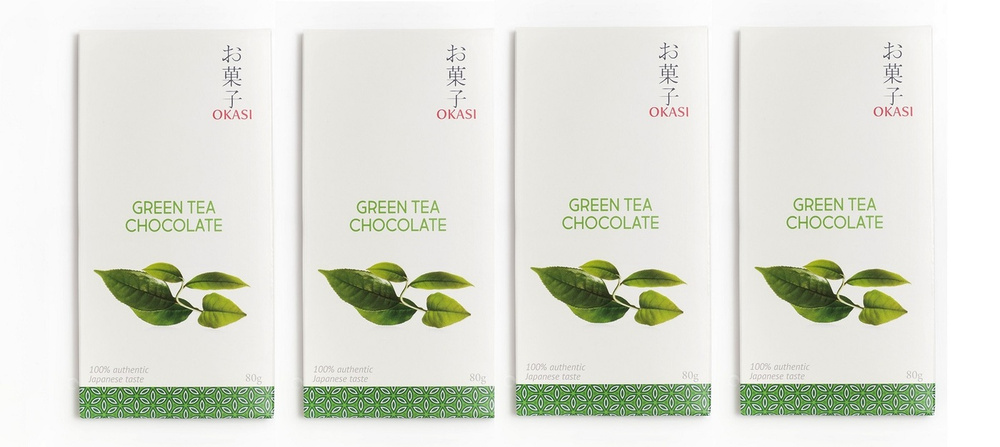 Шоколад Okasi с чаем матча (зелёный чай), плитка, 80 г набор из 4-х шт.  #1