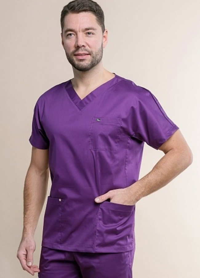 Блуза медицинская мужская ДОКТОР СТИЛЬ Крош фиолетовый  #1