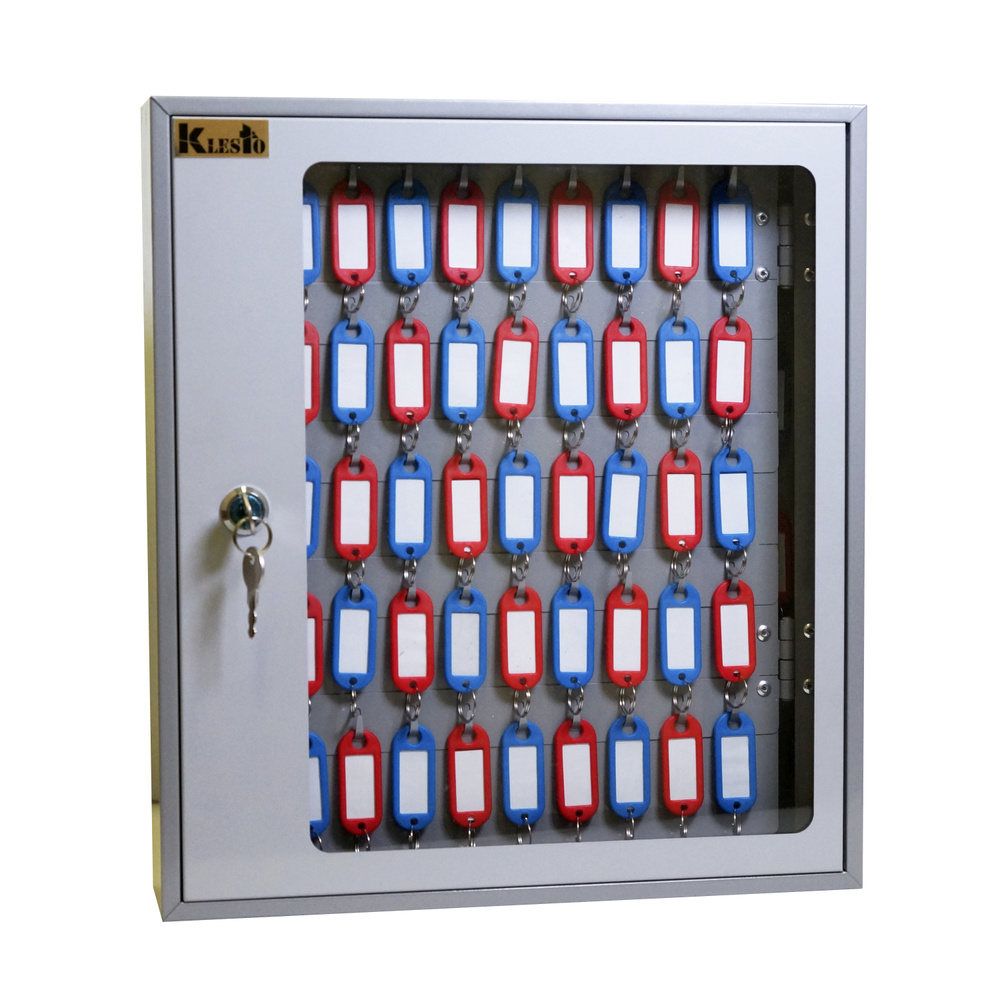 Шкаф для ключей Klesto SKB-102 на 102 ключа, серый, металл/стекло (+ 102 брелоков в подарок)  #1