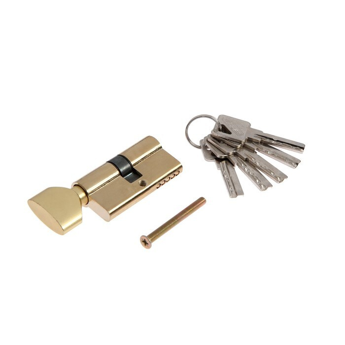 TUNDRA Цилиндровый механизм, 60 мм, с вертушкой, перфорированный ключ, 5 ключей, цвет Золотой  #1