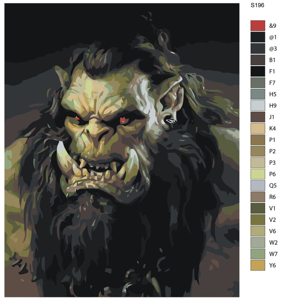 Картина по номерам S196 "Игра World of Warcraft (Ворд оф Варкрафт). Орк" 60x80  #1