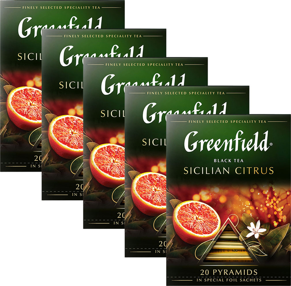 Чай черный Greenfield Sicilian Citrus в пирамидках 1,8 г х 20 шт в упаковке, комплект: 5 упаковок по #1