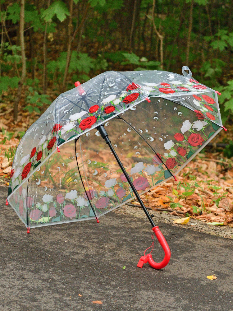 Зонт детский для девочки, зонтик прозрачный полуавтомат  #1